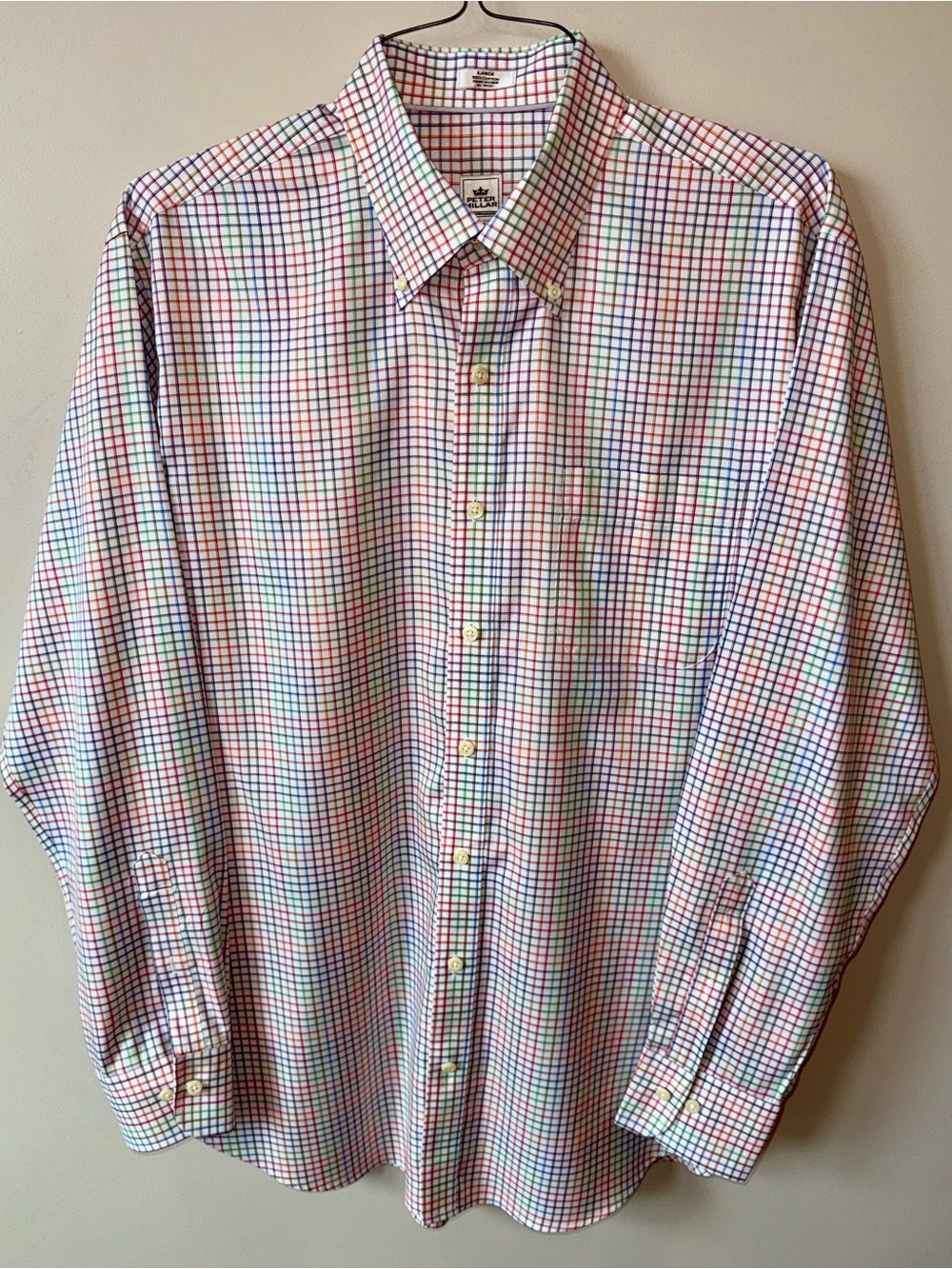 Peter Millar Multicolor Check Button-Down Shirt Like New Size Large